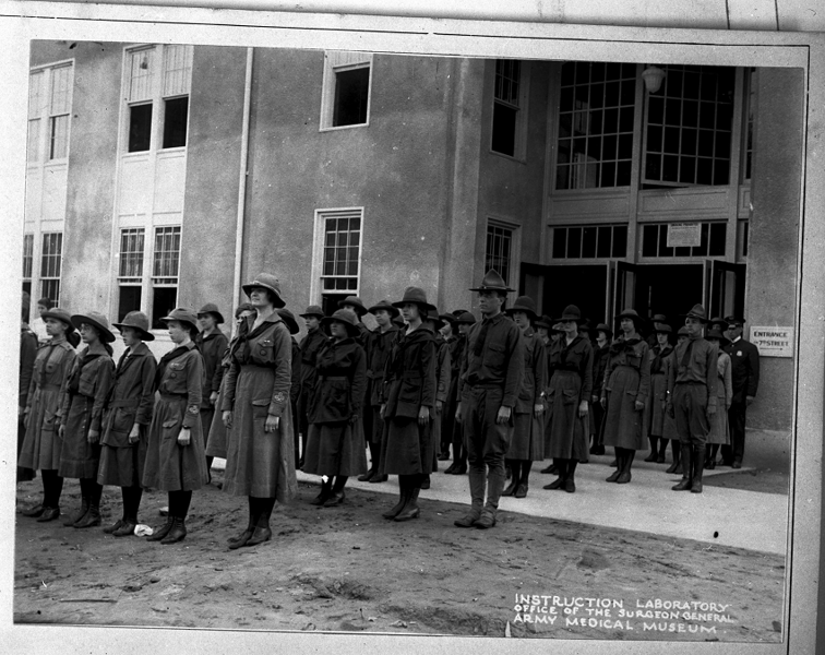 Photograph of Girl Scouts Standing Outside the Surgeon General's Office