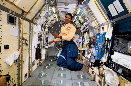Mae Jemison working abroad the International Space Station